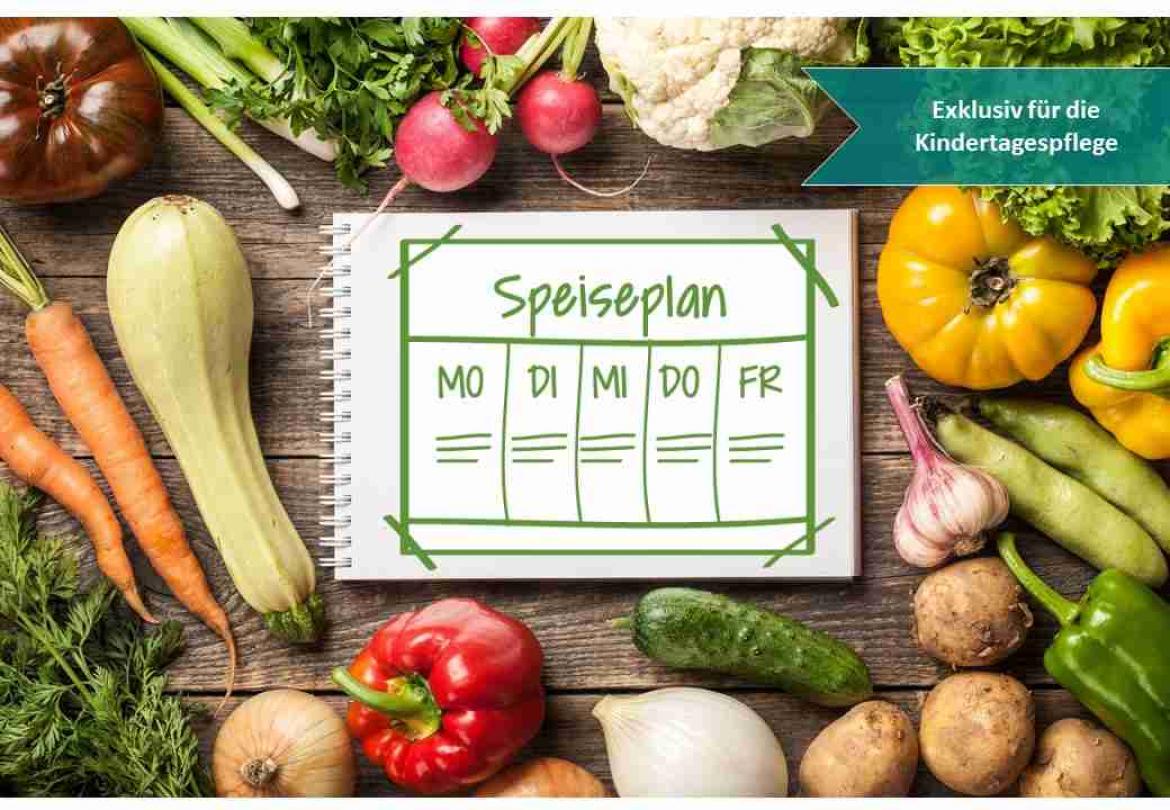 Speiseplan mit Gemüse drumherum