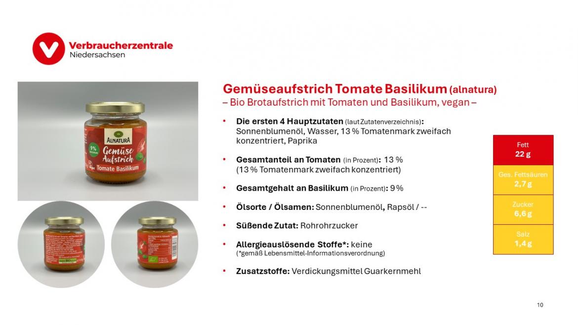 Marktcheck vegetarische Aufstriche Folie 10