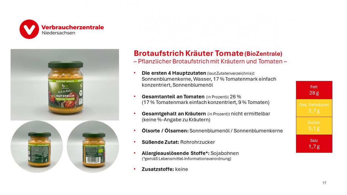 Marktcheck vegetarische Aufstriche Folie 17