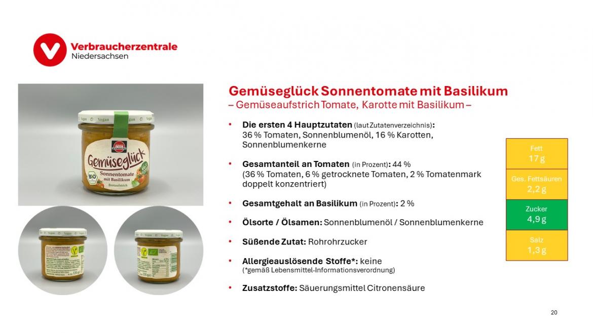 Marktcheck vegetarische Aufstriche Folie 20