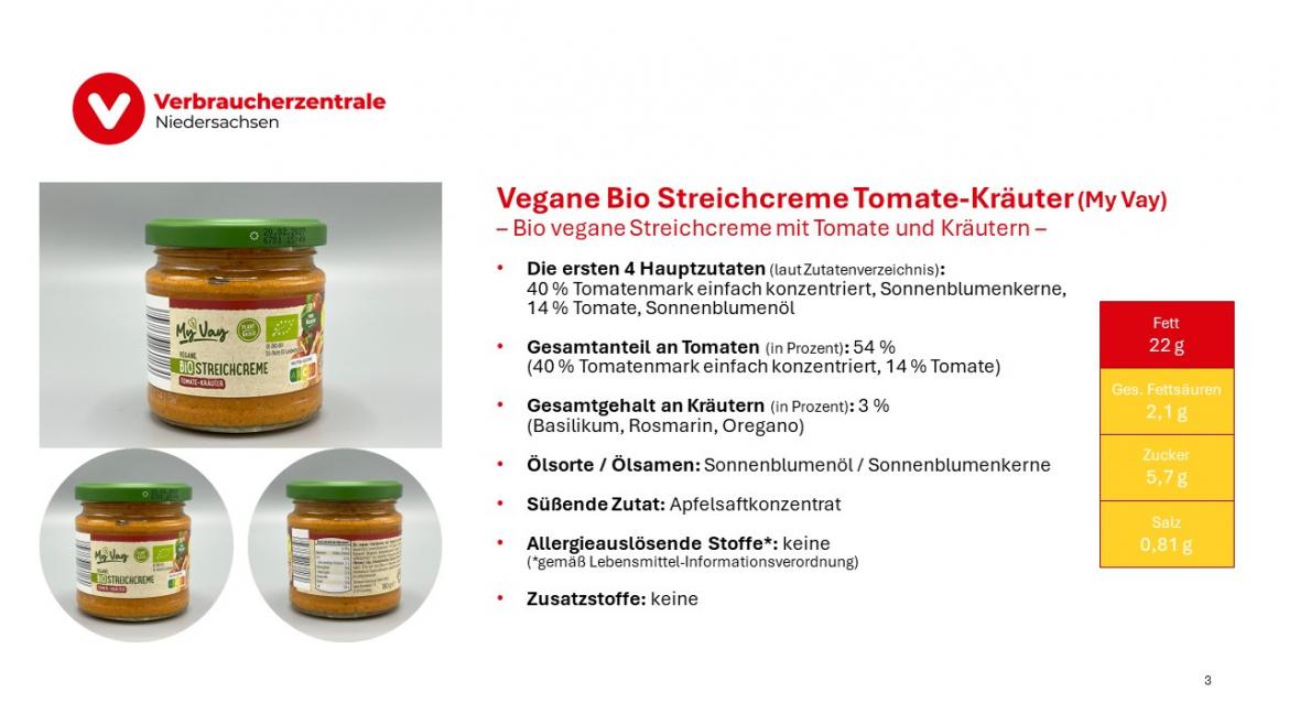 Marktcheck vegetarische Aufstriche Folie 3